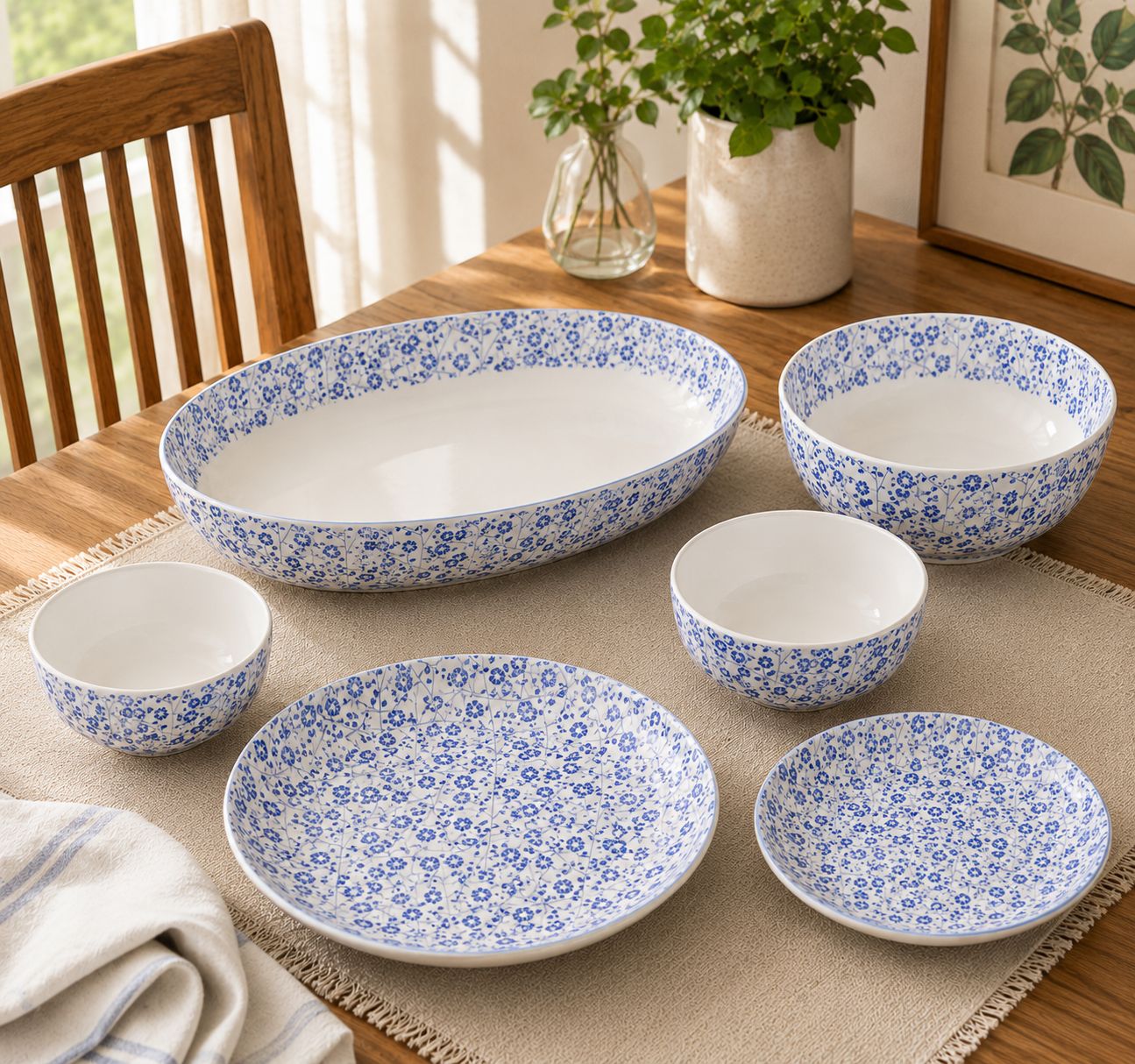Azure Meadow Dinner Set | Porcelain