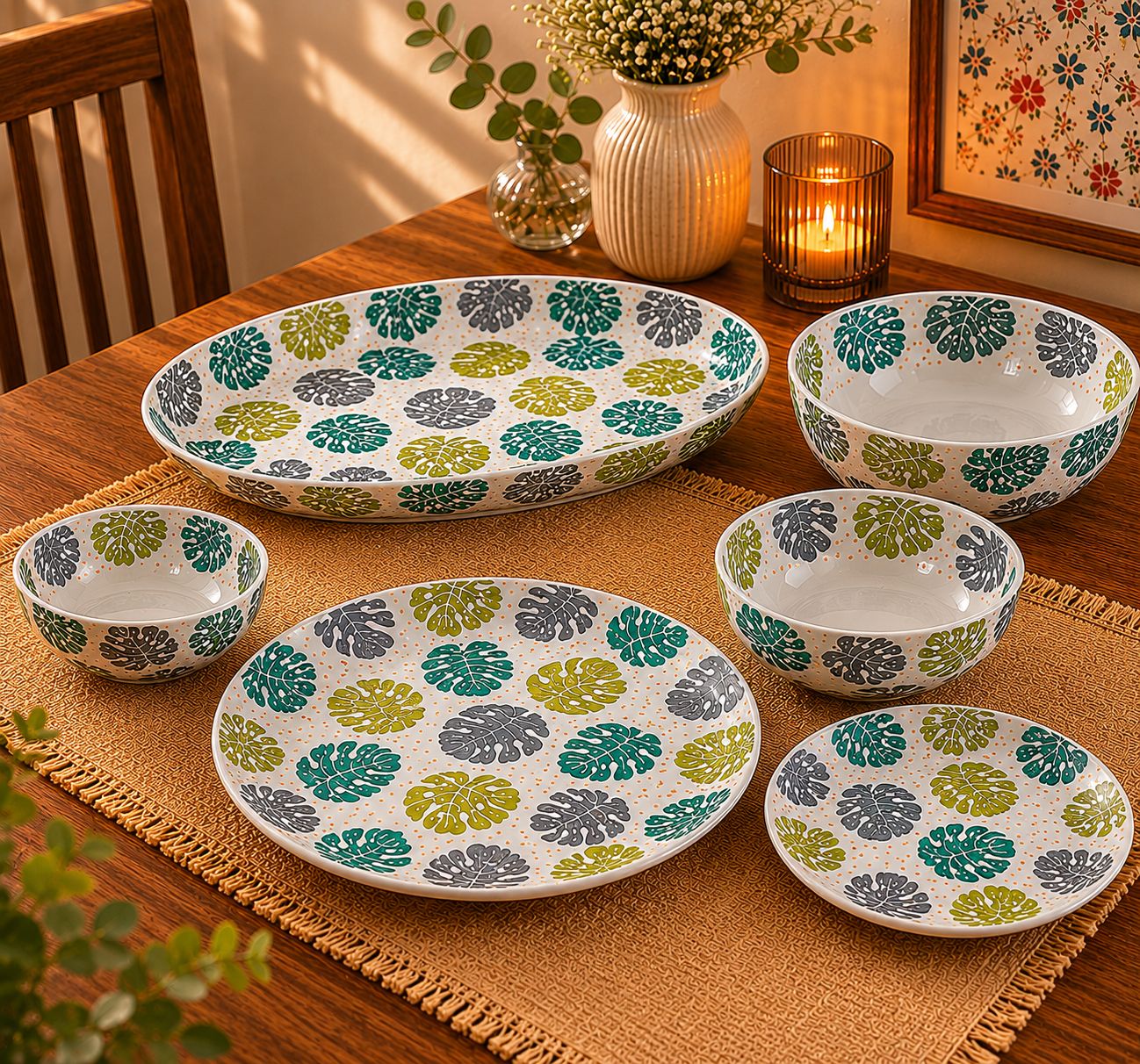 Leaf Symphony Dinner Set | Porcelain