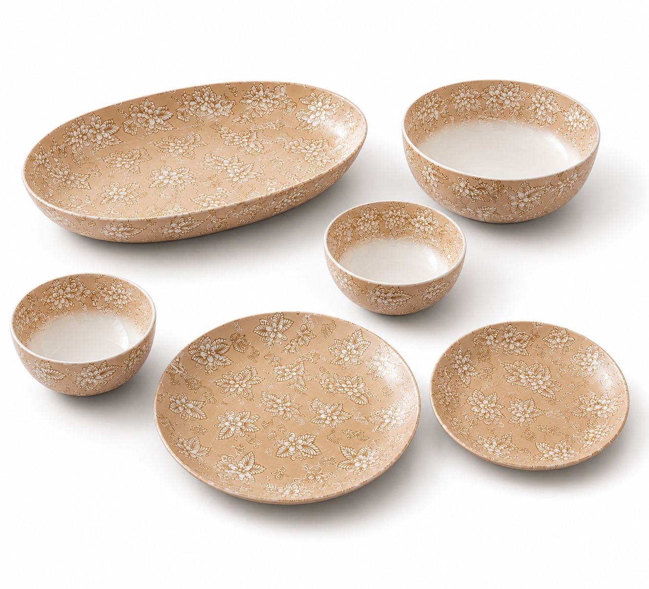 Whispering Golden Florals Dinner Set | Porcelain