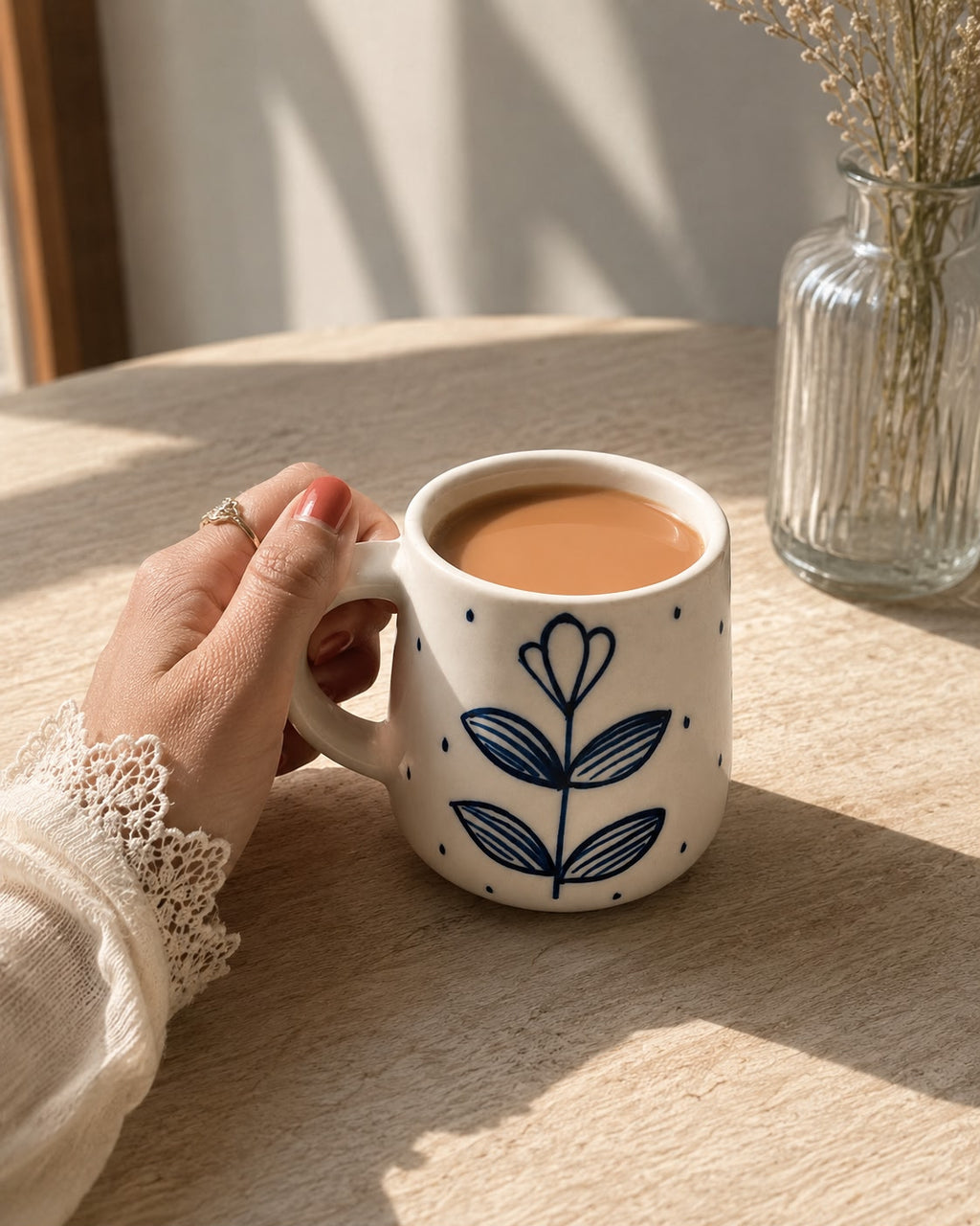 INDIGO BLOOM COFFEE CUPS (Set of 2) | Perfect gifting option