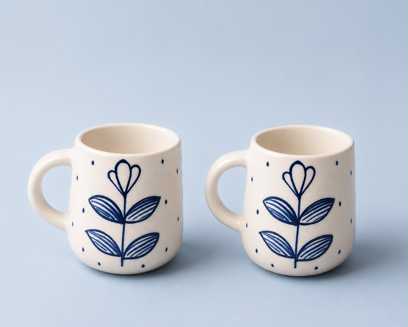 INDIGO BLOOM COFFEE CUPS (Set of 2) | Perfect gifting option
