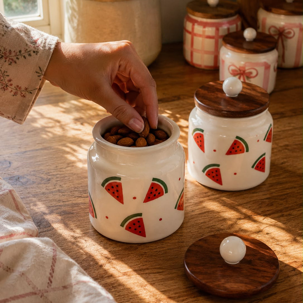 Melon Mood Ceramic Jar Set with wooden lid ( Set of 2) | Pinterest Inspired Design