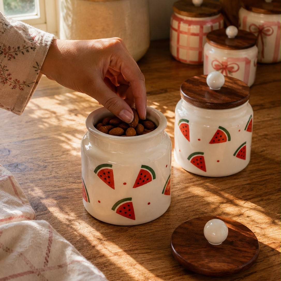 Melon Mood Ceramic Jar Set with wooden lid ( Set of 2) | Pinterest Inspired Design