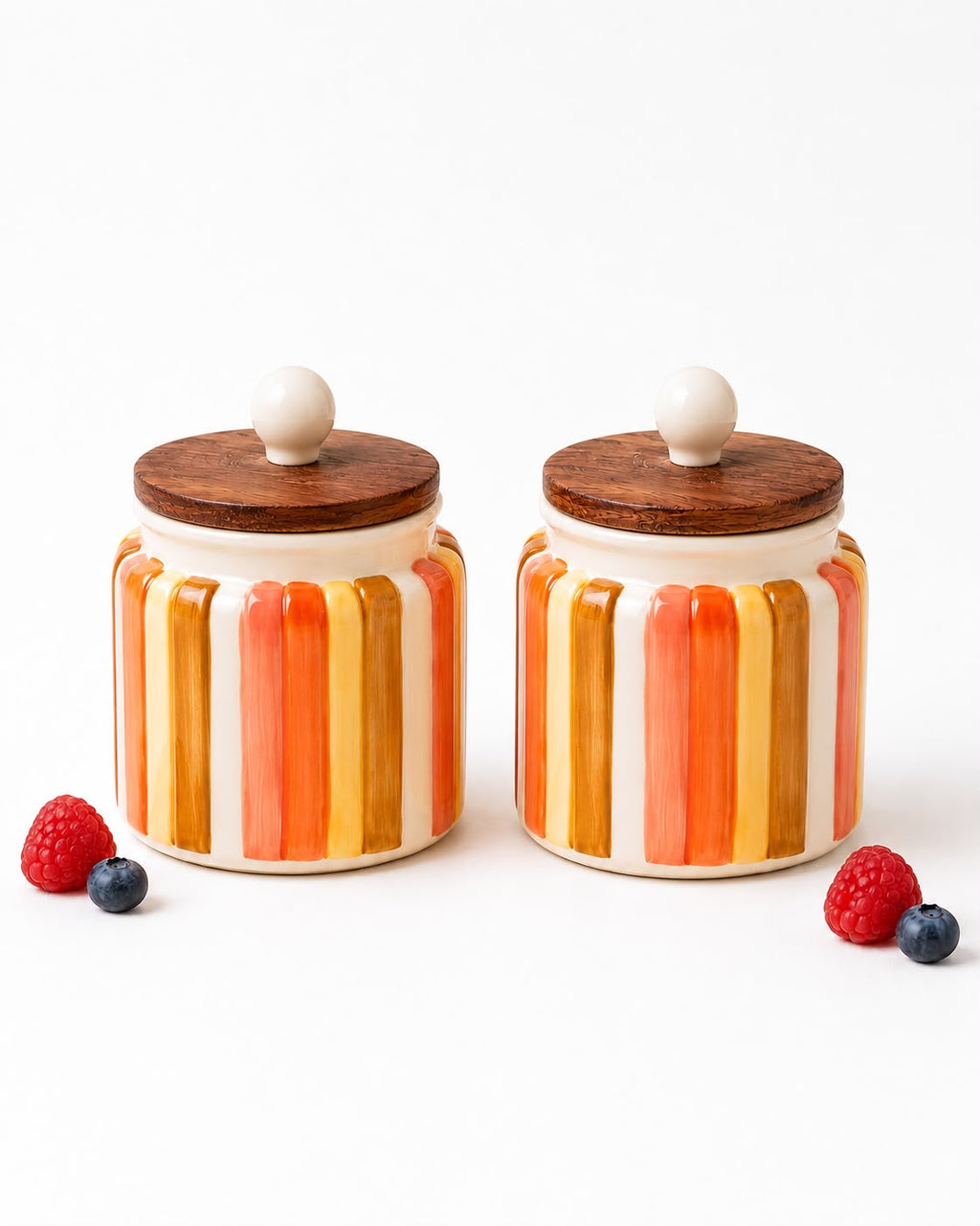 Spectrum Ceramic Jar Set with wooden lid ( Set of 2) | Pinterest Inspired Design