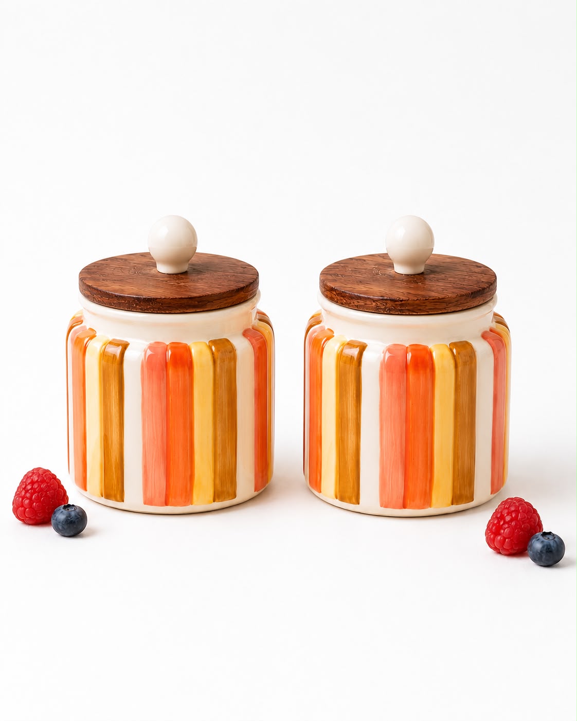 Spectrum Ceramic Jar Set with wooden lid ( Set of 2) | Pinterest Inspired Design
