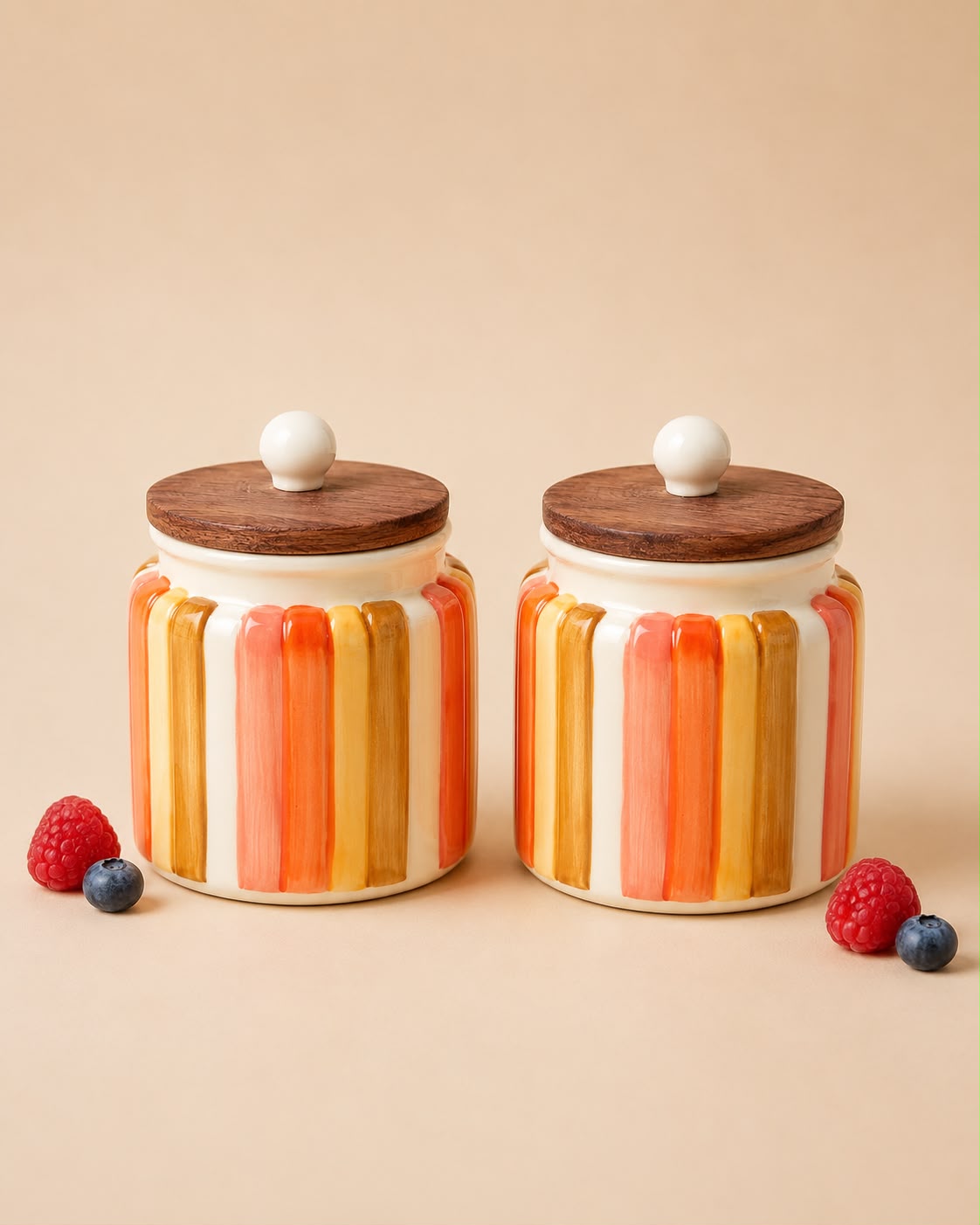 Spectrum Ceramic Jar Set with wooden lid ( Set of 2) | Pinterest Inspired Design