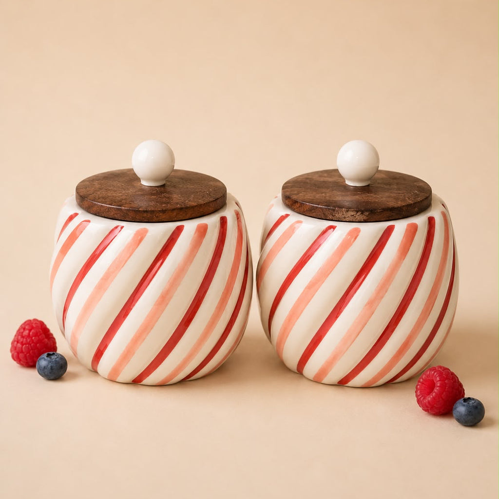 Happy Hues Ceramic Jar Set with wooden lid ( Set of 2) | Pinterest Inspired Design
