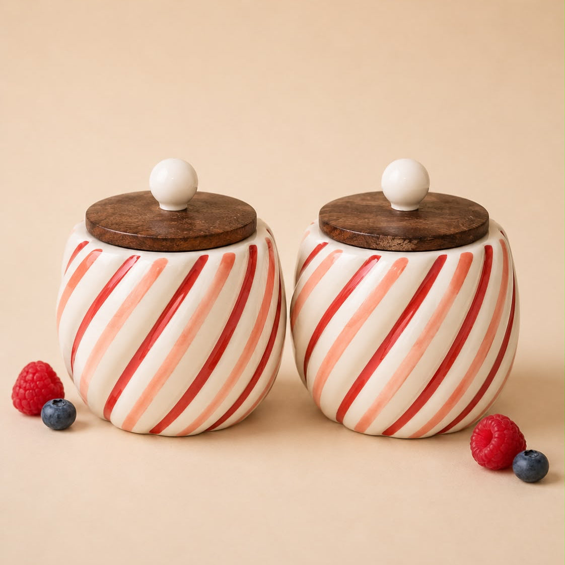 Happy Hues Ceramic Jar Set with wooden lid ( Set of 2) | Pinterest Inspired Design