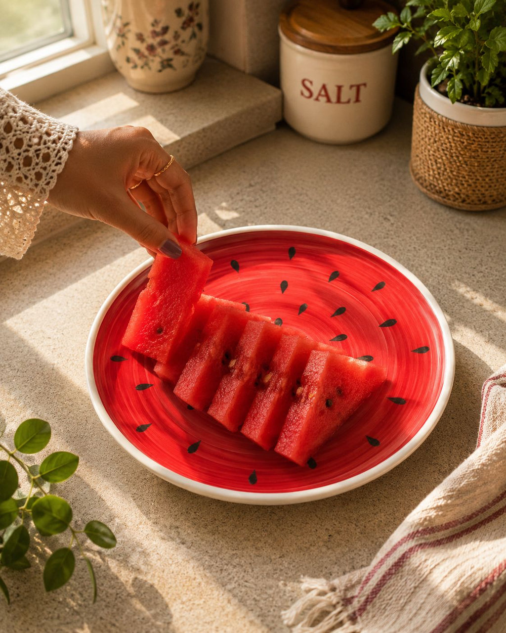 Misty Melon Fruit Plate ( Set of 1) | Ceramic