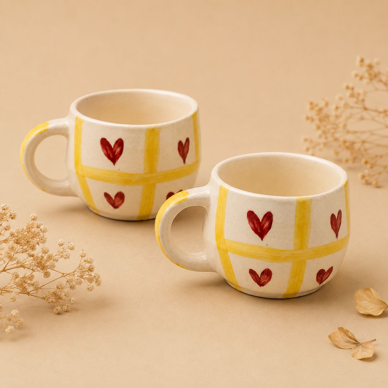 Golden Love Breakfast/Snack Bowl and Cup Set (set of 2)
