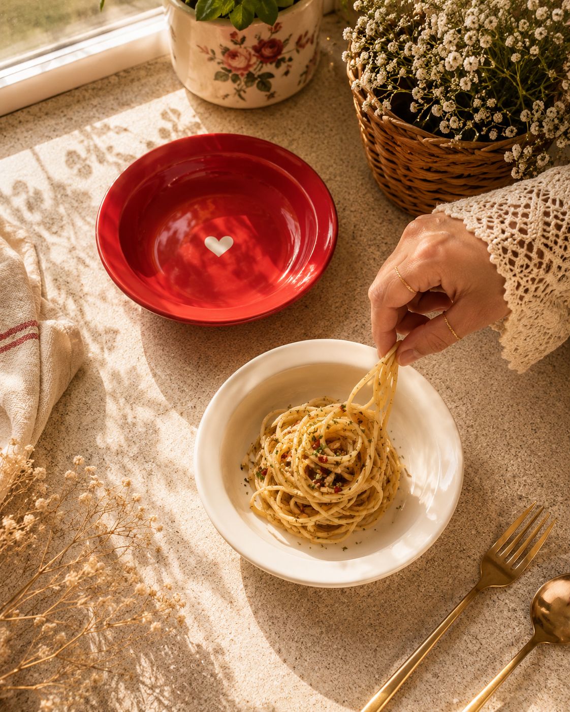 Mono Heart Pasta Plates  (Set of 1 )| Ceramic