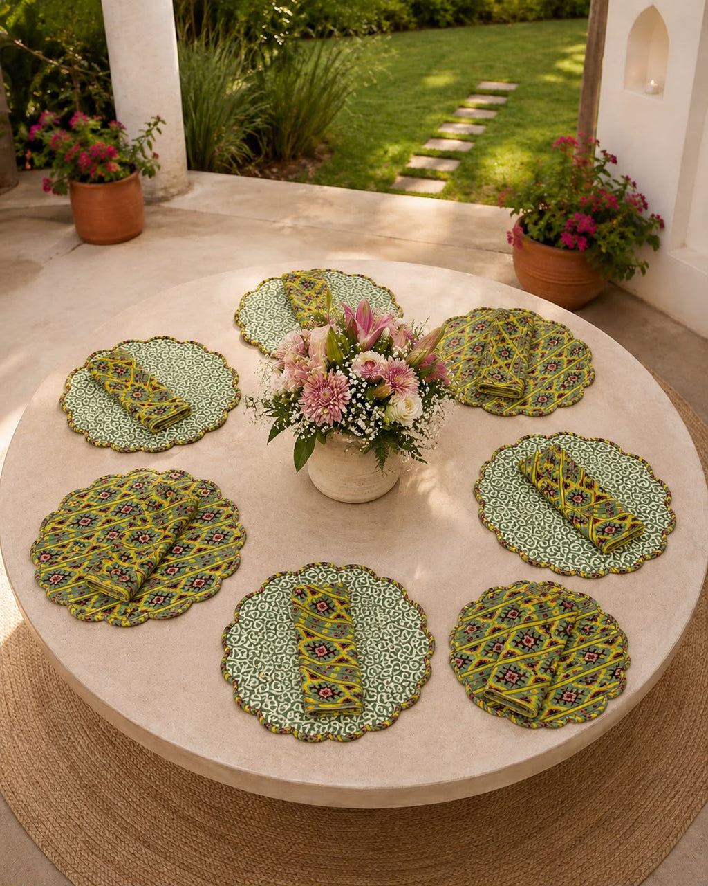 Sage Weave Artisan Placemats ( SET OF 6 MATS AND NAPKINS)