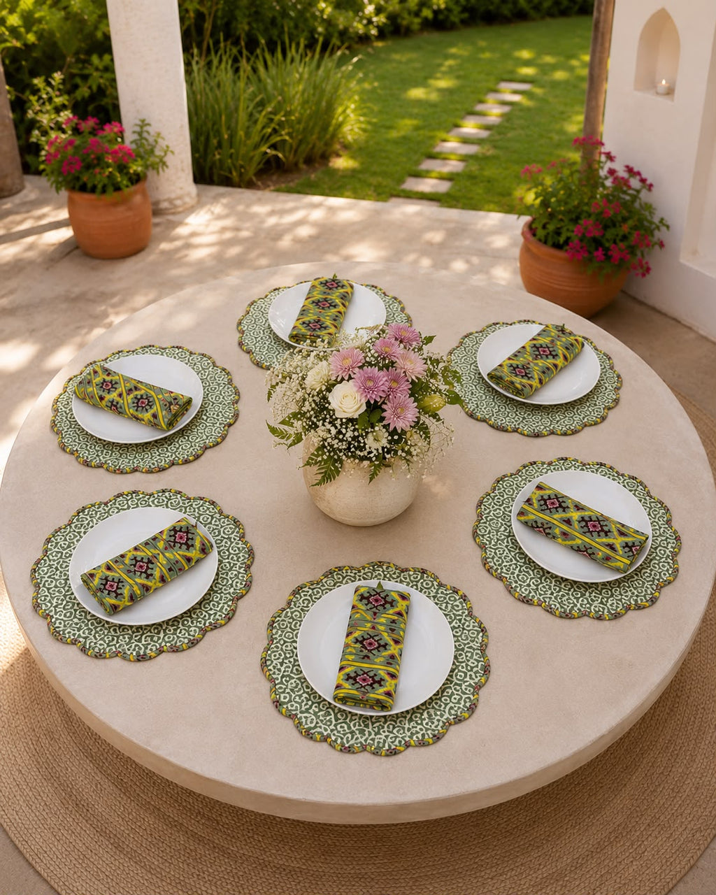 Sage Weave Artisan Placemats ( SET OF 6 MATS AND NAPKINS)
