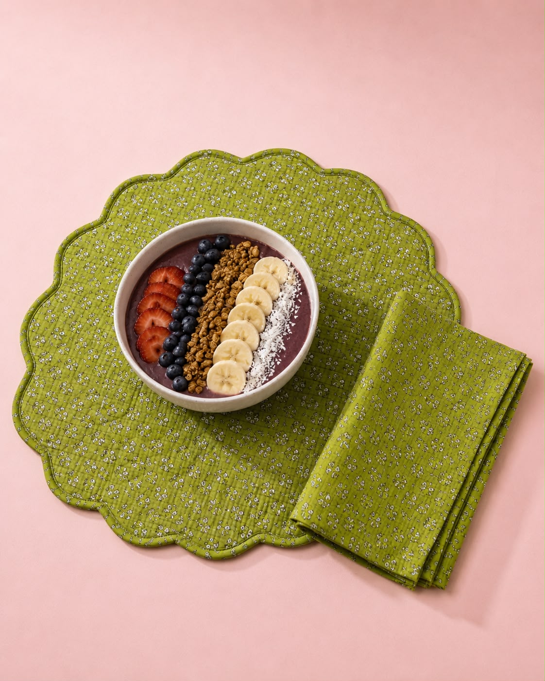 Sage Maharani Quilted Dining Set ( SET OF 6 MATS AND NAPKINS)
