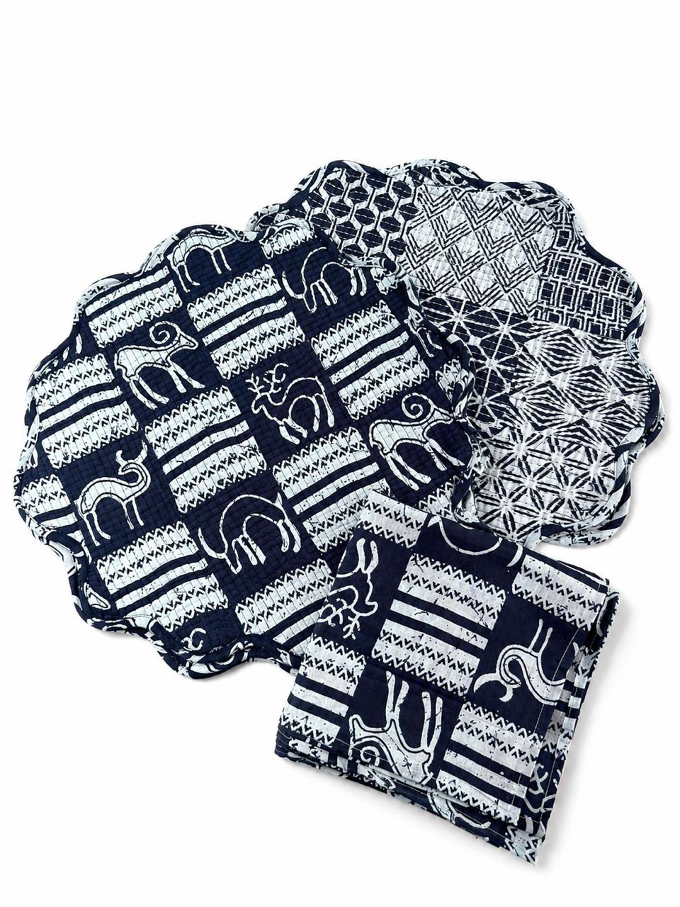 Ash Grey Reversible Dining Set( SET OF 6 MATS AND NAPKINS)