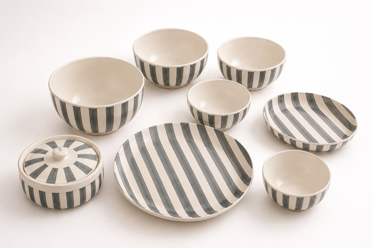 Linear Grace Dinner Set ( Set of 37) | Stoneware