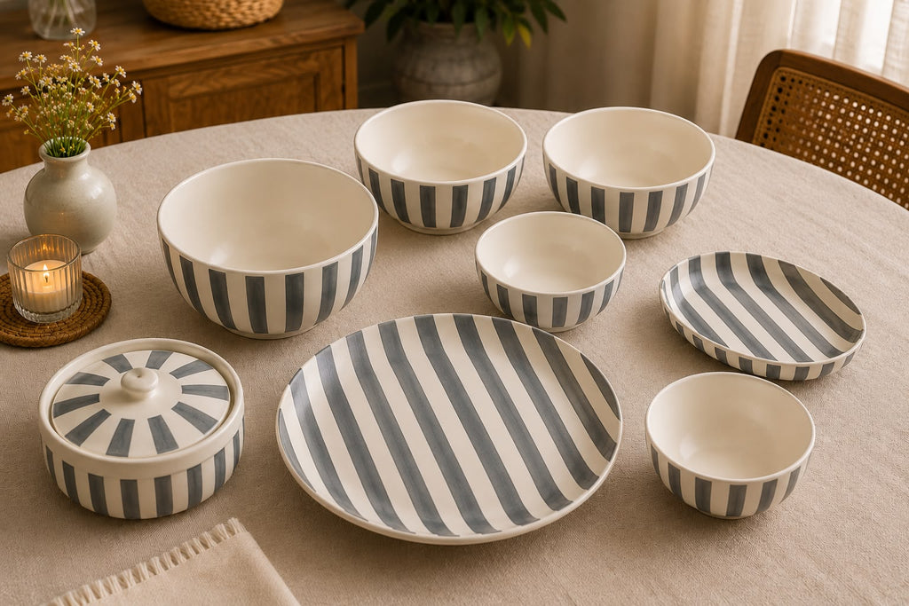 Linear Grace Dinner Set ( Set of 37) | Stoneware