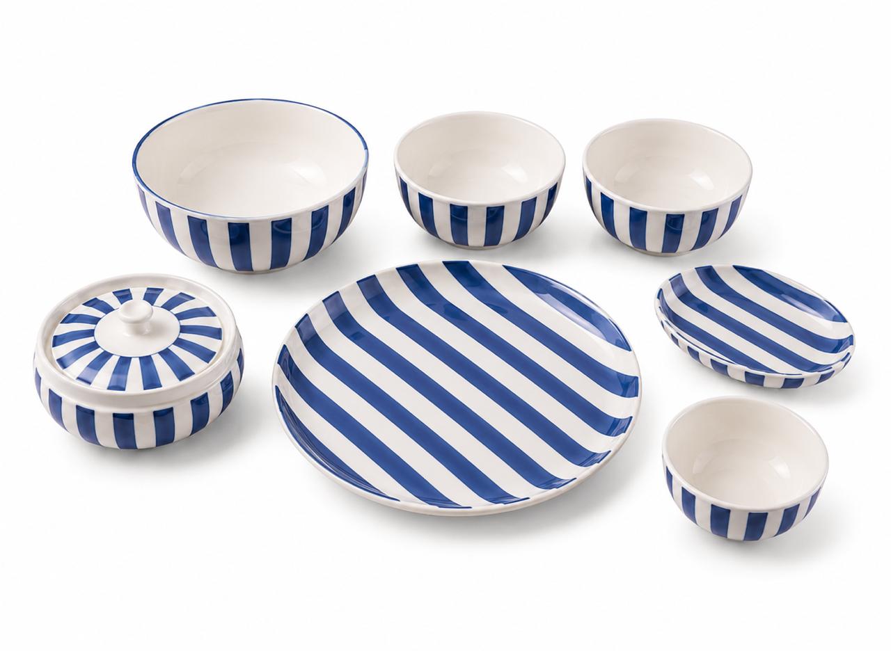 Pure Stripe Dinning Set ( Set of 28) | Stoneware