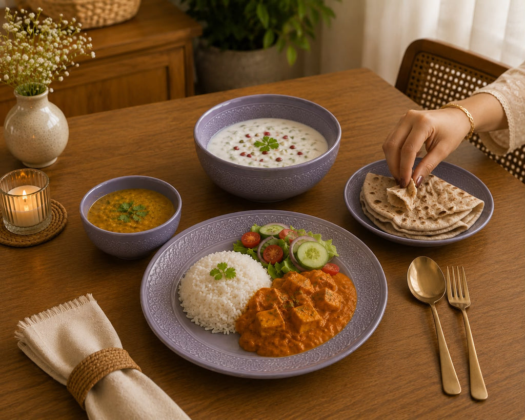 Lilac Embossed Dinner Set | Ceramic