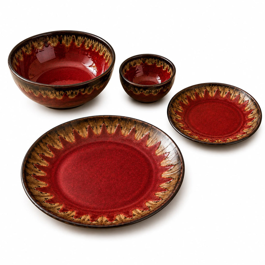 Premium Maroon Dining Set | Ceramic