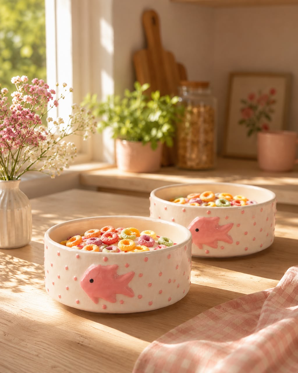 Happy Fish Breakfast/Snack Bowls (set of 2)