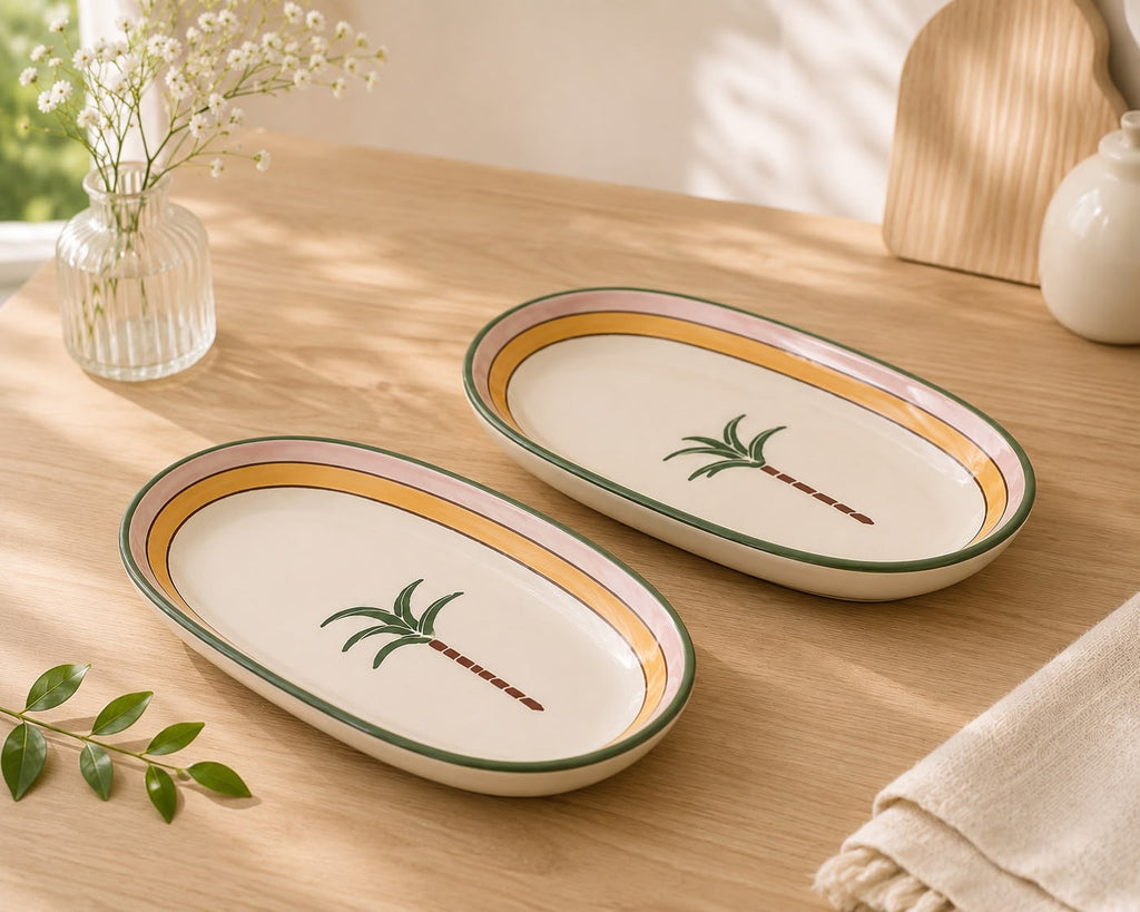 Tropical Vibes  Bowl Set | Ceramic Snack Bowl | Aesthetic Kitchen & Tableware(Set of 2) | Pinterest Inspired Design