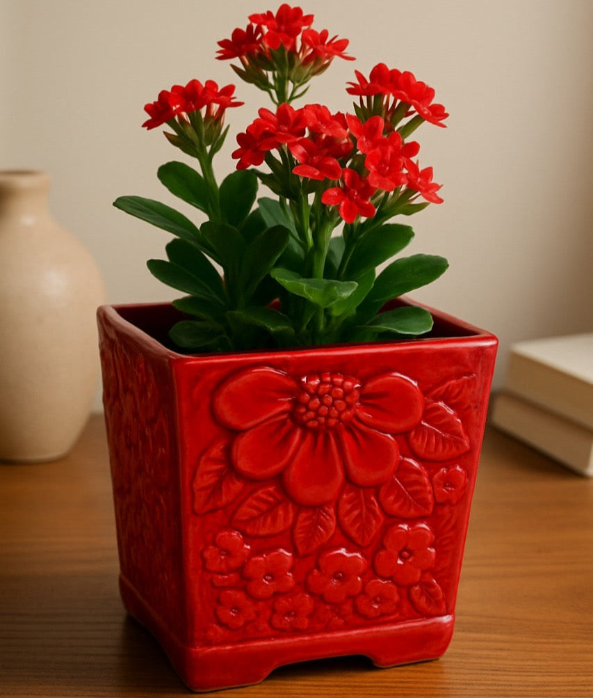 Rectangular Embossed Floral Flower Pot | Pinterest Inspired Design