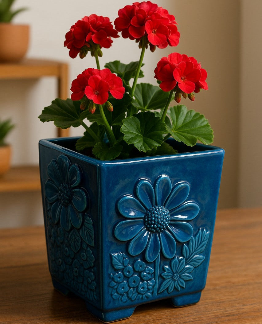 Rectangular Embossed Floral Flower Pot | Pinterest Inspired Design