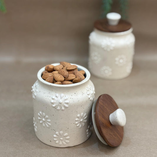 Ceramic Jar Set with wooden lid ( Set of 2) | Pinterest Inspired Design