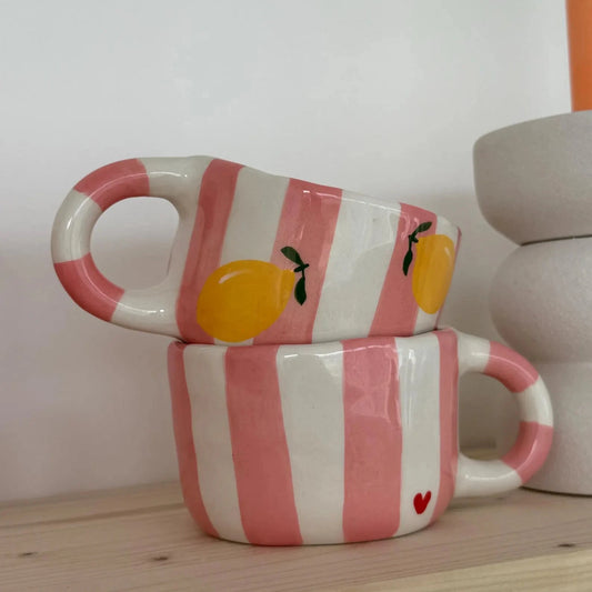Stripes & Mandarin Cup (set of 2)| Pinterest Inspired Design