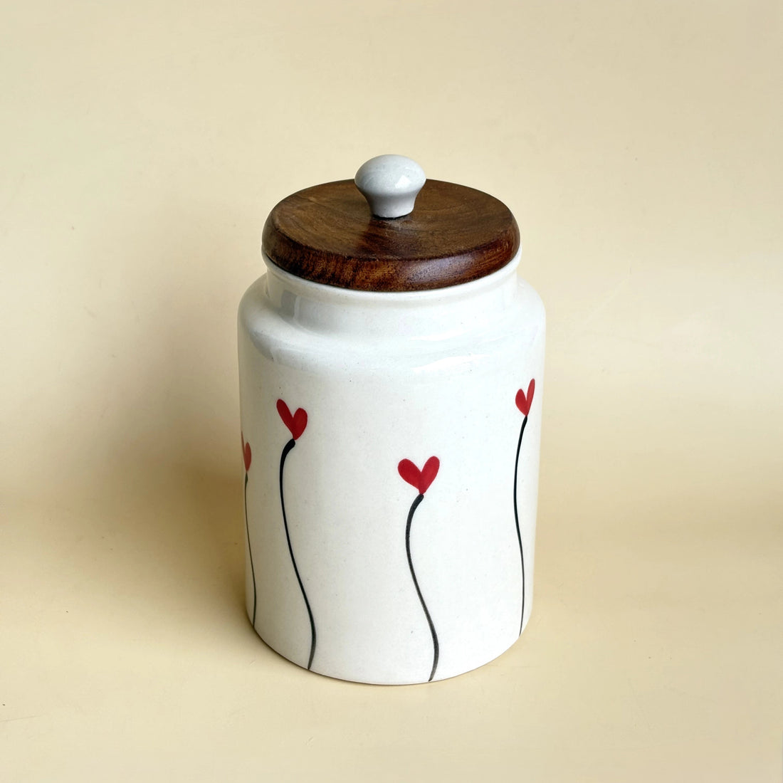 Red Heart Ceramic Jar Set with wooden lid ( Set of 1) | Pinterest Inspired Design