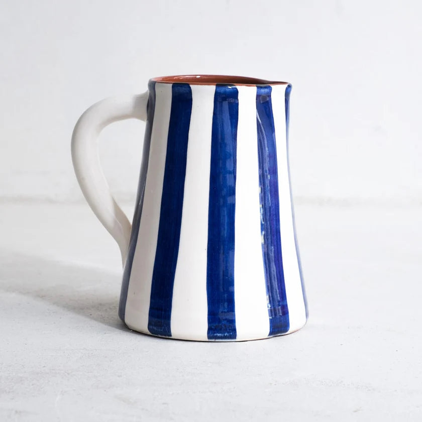 Blue Stripe Water Jug | Ceramic