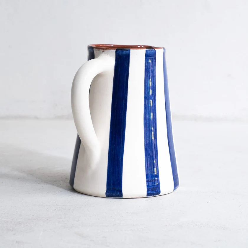 Blue Stripe Water Jug | Ceramic