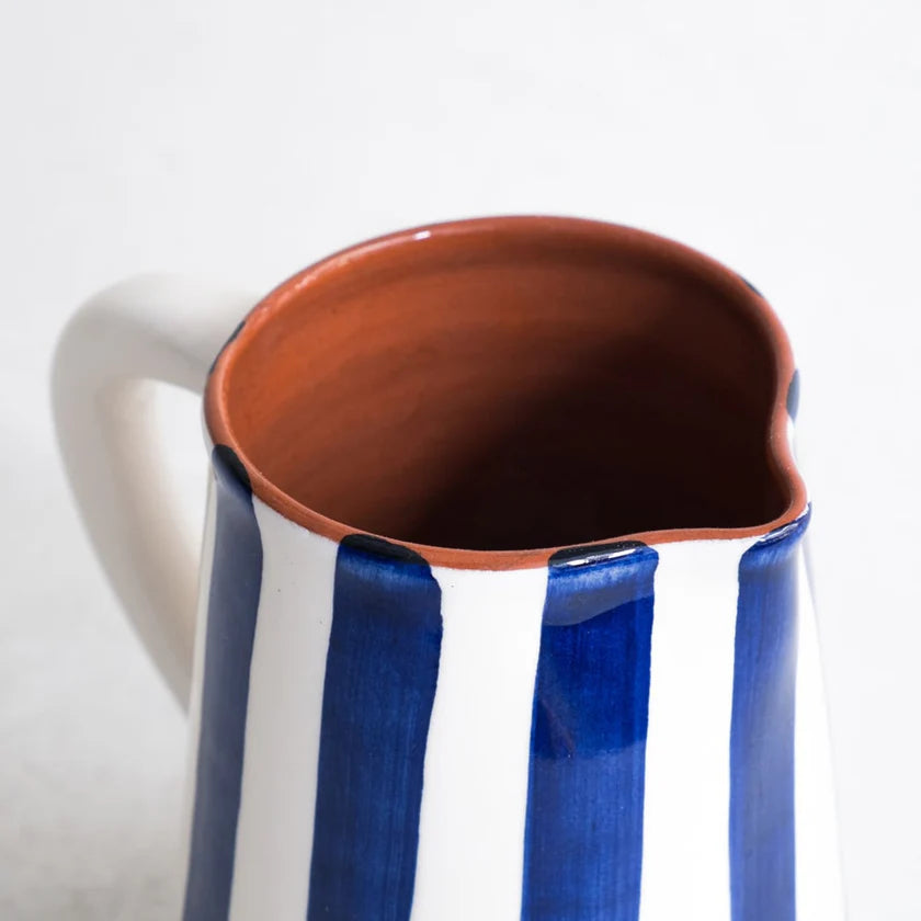 Blue Stripe Water Jug | Ceramic
