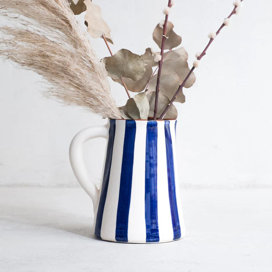 Blue Stripe Water Jug | Ceramic