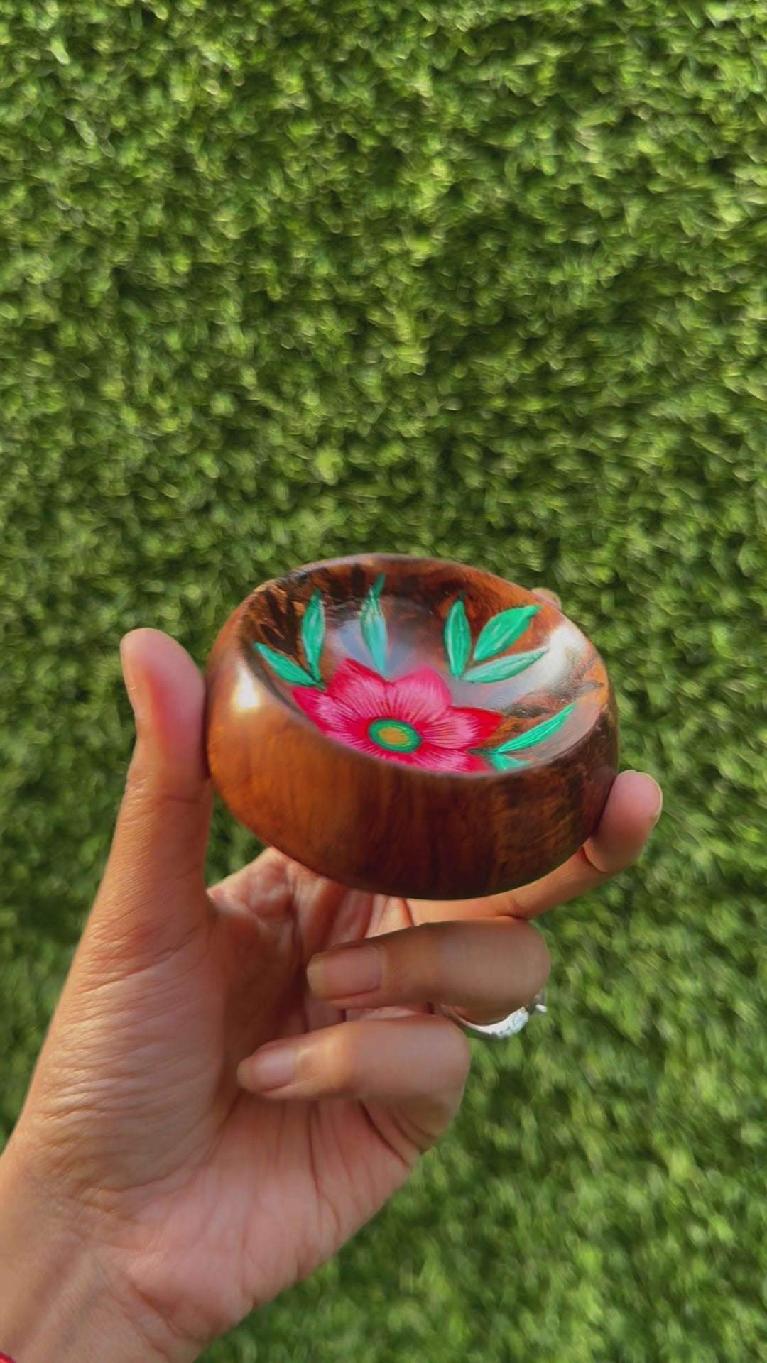 RED FLORA HAND-PAINTED TRINKET TRAY